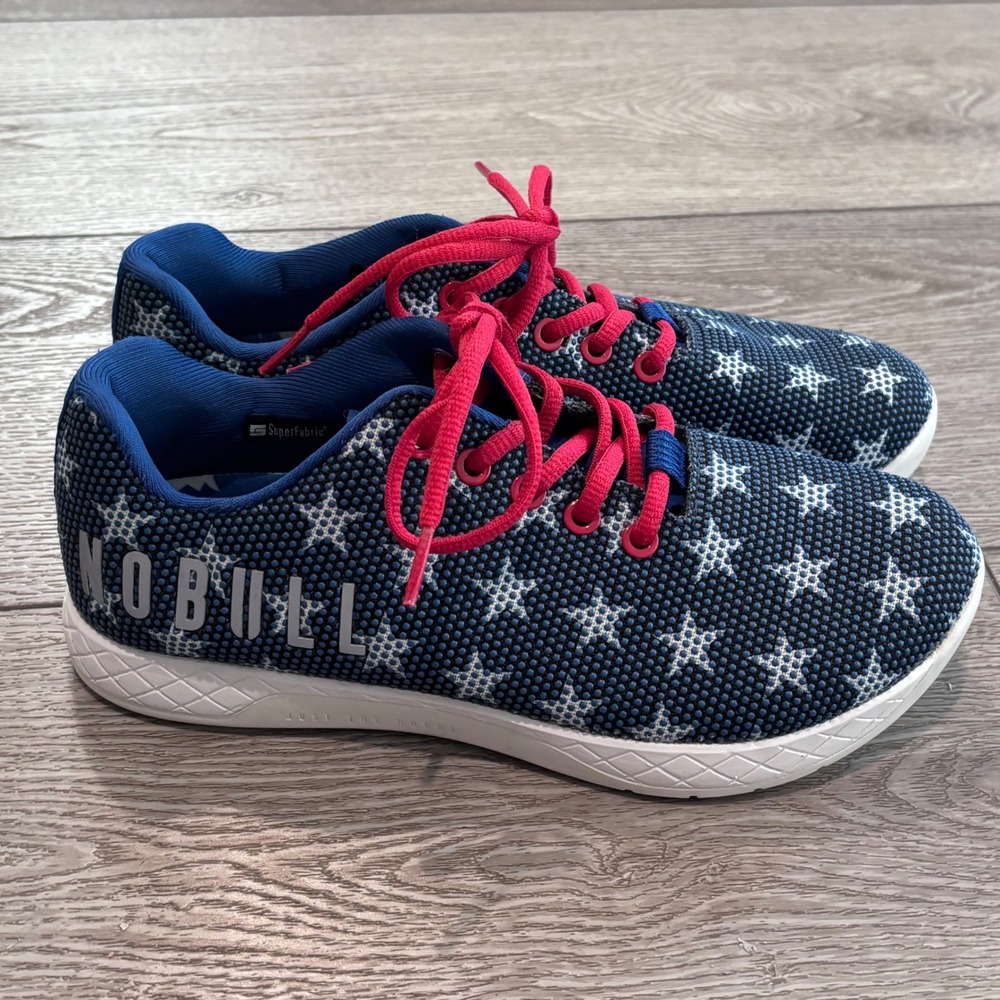 NOBULL SuperFabric Trainer Womens 8 Blue Stars Red USA CrossFit Gym Patriotic